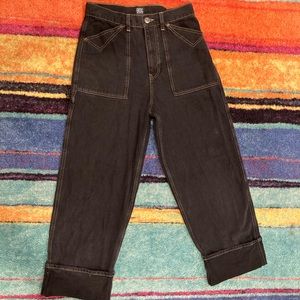 Urban Outfitters Cuffed Black Wide Leg BDG Jeans